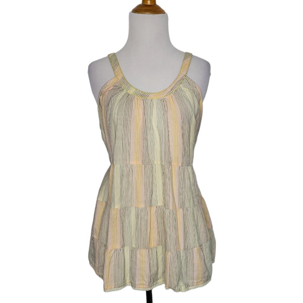 Anthropologie Odille Refracted Tank Tie Back Summer Neutrals Plus Women 14